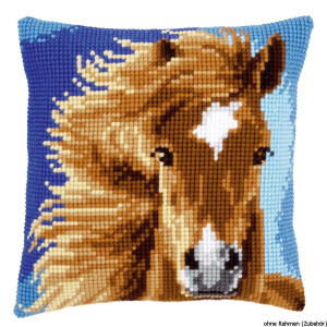 Vervaco stamped cross stitch kit cushion Brown horse, DIY