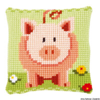 Vervaco stamped cross stitch kit cushion Sweet little piggy, DIY