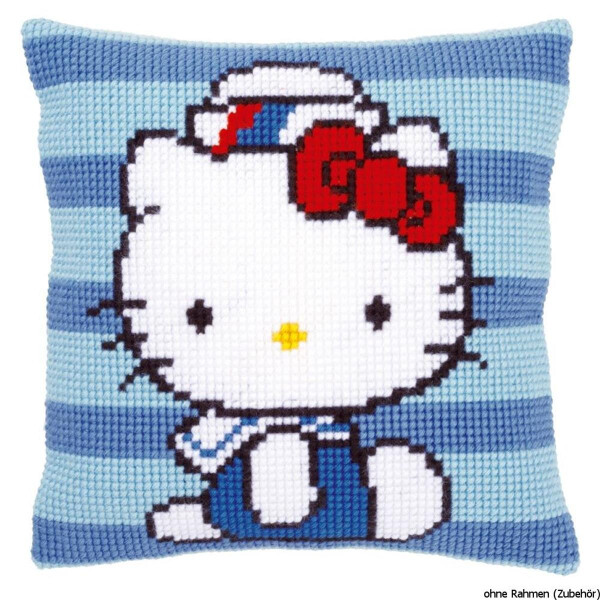 Vervaco Подушка для вышивания крестом "Hello Kitty на флоте", дизайн вышивки предварительно нарисован