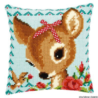 Vervaco stamped cross stitch kit cushion Bambi with a bow, DIY