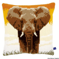 Подушка для вышивания крестом Vervaco "Слон в саванне", дизайн вышивки предварительно нарисован