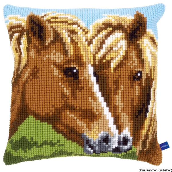 Подушка для вышивания крестом Vervaco "Лошади", дизайн вышивки предварительно нарисован