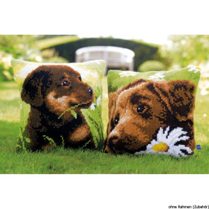 Vervaco stamped cross stitch kit cushion Rottweiler puppy, DIY