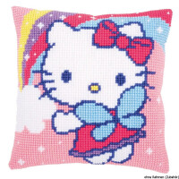 Vervaco stamped cross stitch kit cushion Hello Kitty and rainbow, DIY