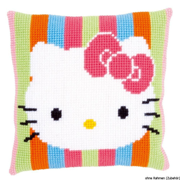 Vervaco stamped cross stitch kit cushion Hello Kitty "Striped", DIY