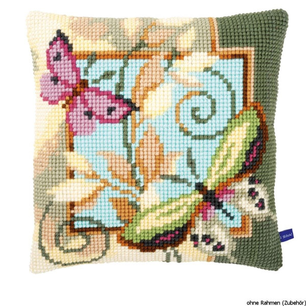 Vervaco stamped cross stitch kit cushion Deco butterflies, DIY