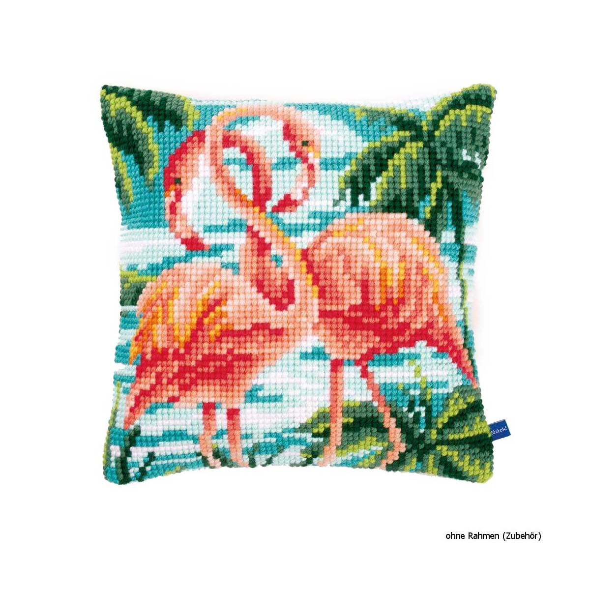 Vervaco stamped cross stitch kit cushion Flamingos, DIY