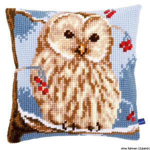 Vervaco stamped cross stitch kit cushion Winter owl, DIY