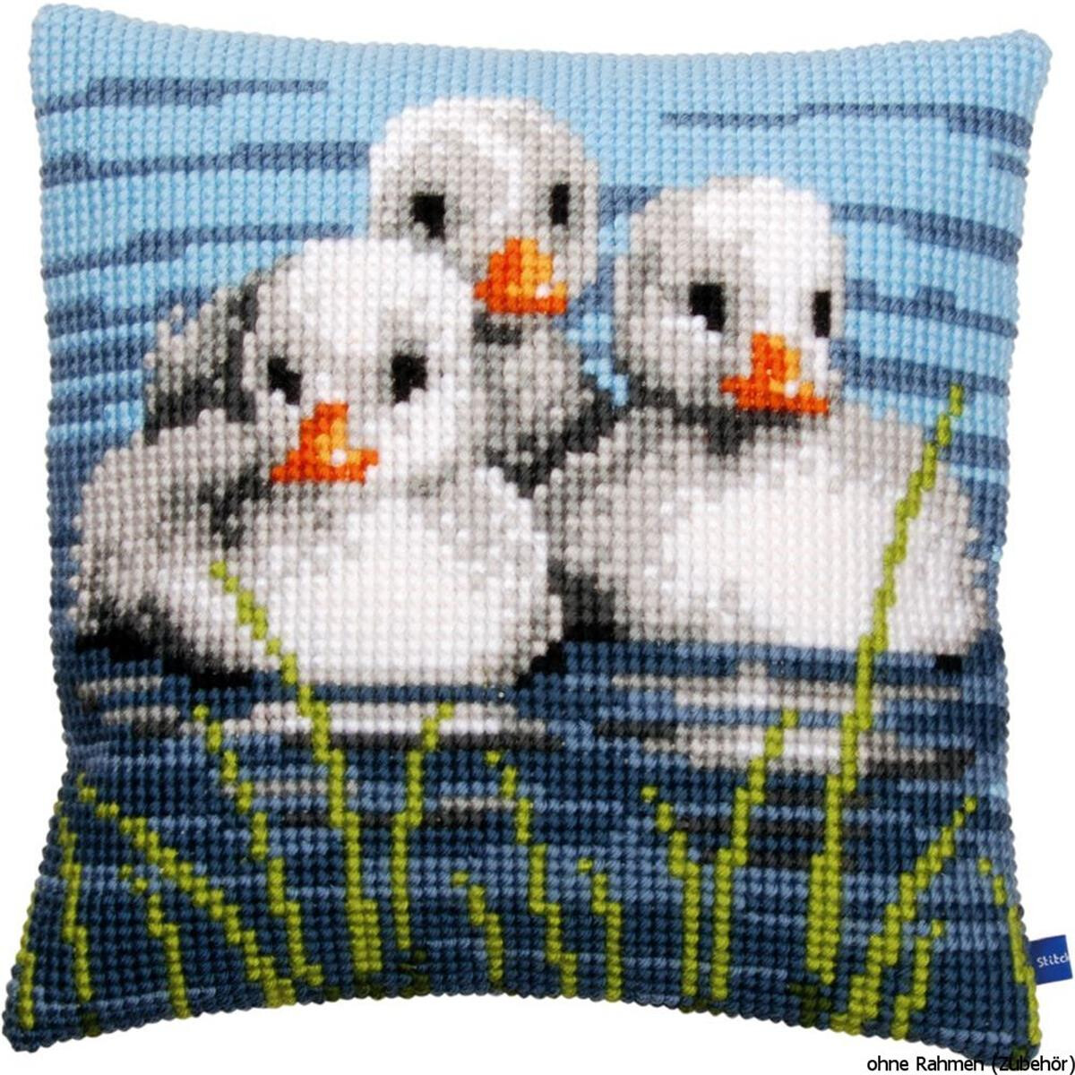 Vervaco stamped cross stitch kit cushion Ducklings in the...
