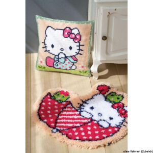 Vervaco stamped cross stitch kit cushion Hello Kitty On the lawn, DIY