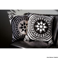 Подушка для вышивания крестом Vervaco "Ice Crystal Black/White", дизайн вышивки предварительно нарисован