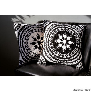 Vervaco stamped cross stitch kit cushion Black and white,...