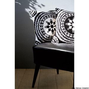 Vervaco stamped cross stitch kit cushion Black and white, DIY