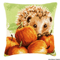 Vervaco stamped cross stitch kit cushion Hedgehog with apples, DIY
