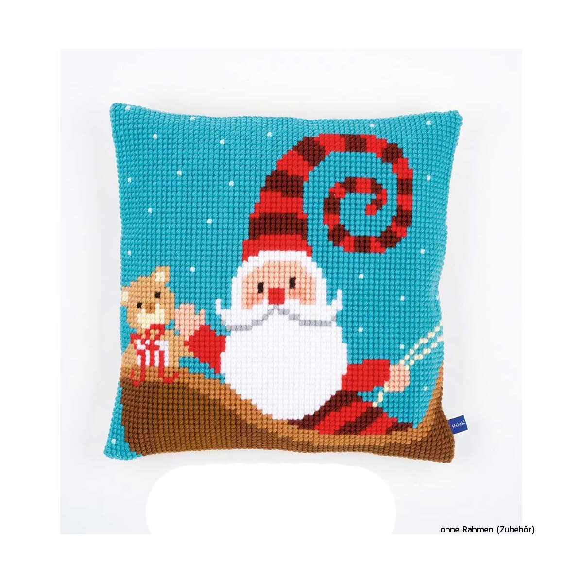 Vervaco stamped cross stitch kit cushion Happy santa, DIY