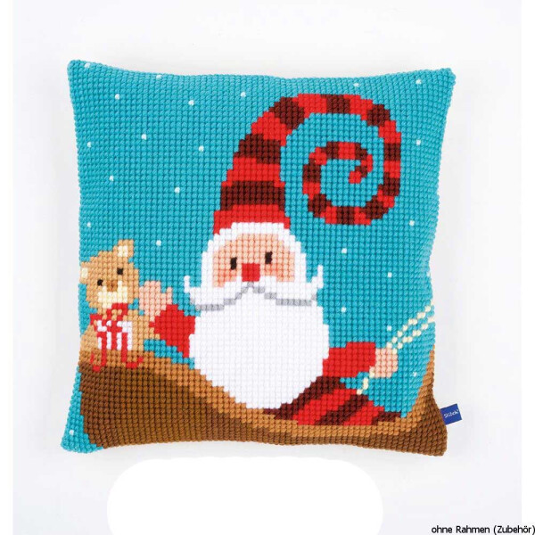 Vervaco stamped cross stitch kit cushion Happy santa, DIY