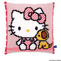 Vervaco stamped cross stitch kit cushion Hello Kitty with dog, DIY