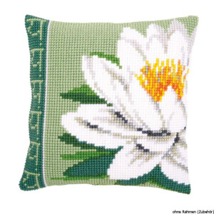 Vervaco stamped cross stitch kit cushion White lotus...