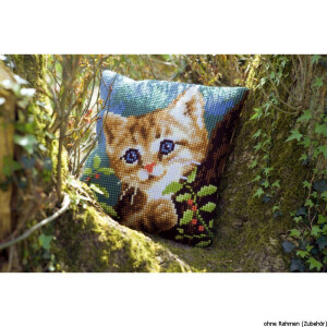 Vervaco stamped cross stitch kit cushion Cat on a tree, DIY