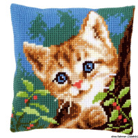 Vervaco stamped cross stitch kit cushion Cat on a tree, DIY