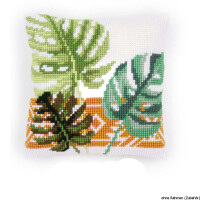 Vervaco Подушка для вышивания крестом "Листья растений", дизайн вышивки предварительно нарисован