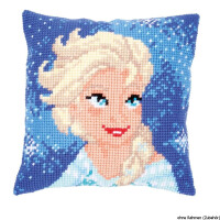 Almohada de punto de cruz Vervaco "Elsa", diseño de bordado dibujado