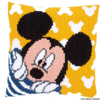 Almohada de punto de cruz de Vervaco Disney "Mickey", diseño de bordado dibujado