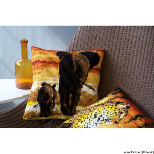 Подушка для вышивания крестом Vervaco "Леопард на закате", дизайн вышивки предварительно нарисован