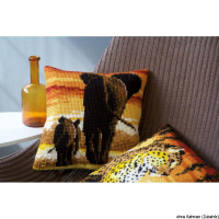Almohada Vervaco de punto de cruz "Elefantes", patrón de bordado dibujado