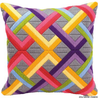 Vervaco Long stitch kit cushion stamped Colourful diagonals ongrey, DIY