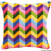 Vervaco Long stitch kit cushion stamped Colourful waves, DIY