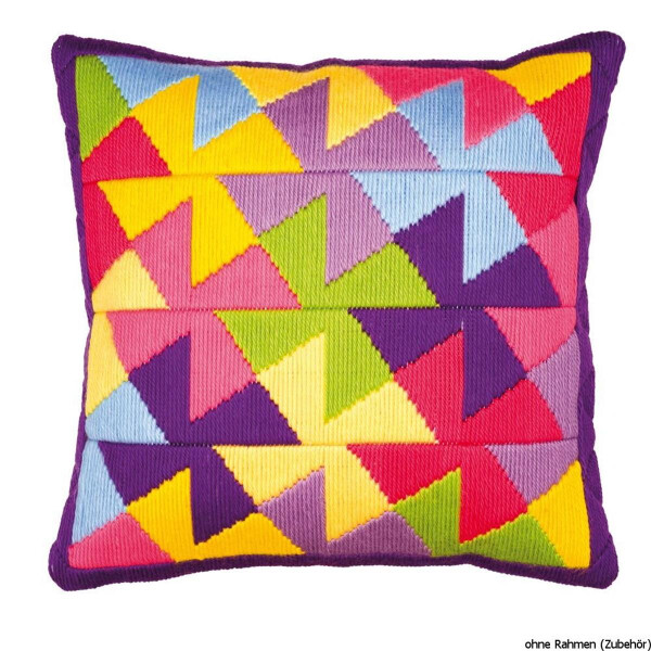 Vervaco Long stitch kit cushion stamped Colourful geometric, DIY