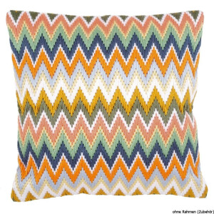 Vervaco Long stitch kit cushion stamped Zigzag, DIY