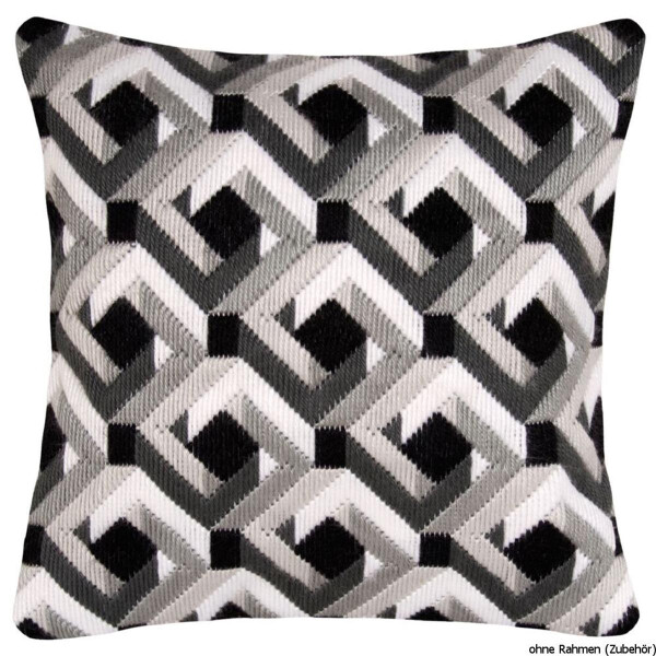Vervaco Long stitch kit cushion stamped Black & white, DIY