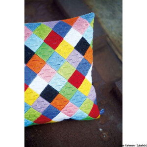 Alfombrilla de bordado de punto elástico Vervaco "Rombos de colores", patrón de bordado dibujado