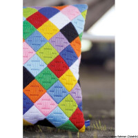 Vervaco Long stitch kit cushion stamped Colourful diamonds, DIY
