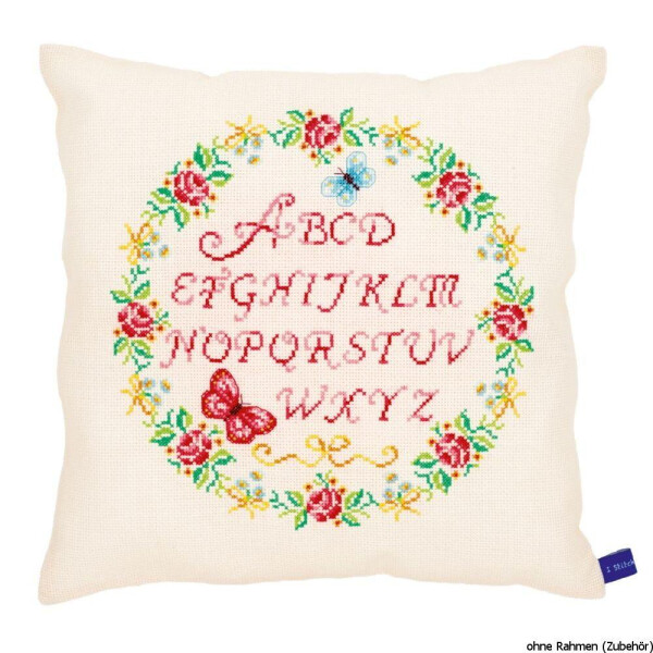 Vervaco cushion counted stitch kit "roses with Alphabet", DIY