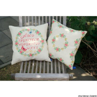 Vervaco cushion counted stitch kit "roses with Alphabet", DIY