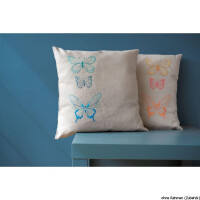Vervaco embroidery stitch kit cushion with cushion back "butterflies Orange", stamped, DIY