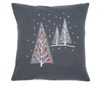 Vervaco stamped embroidery kit cushion with back Christmas trees, DIY