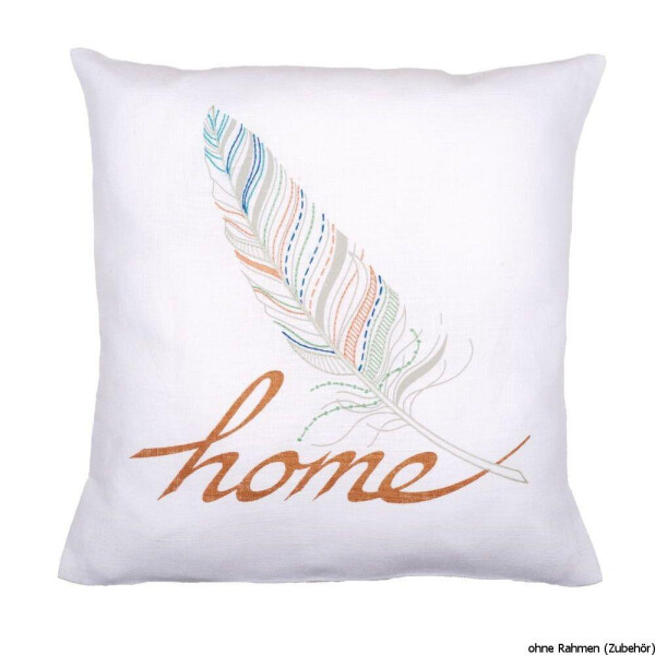 Cuscino da ricamo Vervaco con cuscino posteriore "Home", disegno di ricamo disegnato