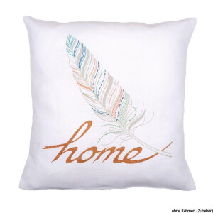 Vervaco stamped embroidery kit cushion with back home, DIY