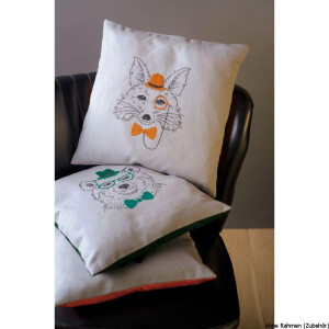 Vervaco stamped embroidery kit cushion with back Fox with melon, DIY