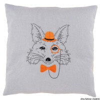 Vervaco stamped embroidery kit cushion with back Fox with melon, DIY