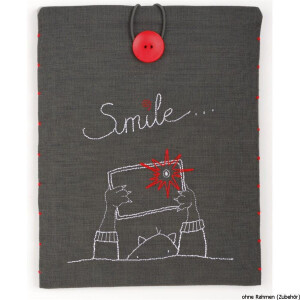 Vervaco cross stitch kit I Pad Cover "Smile...", stamped, DIY