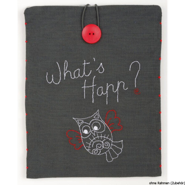 Vervaco cross stitch kit I Pad Cover "Whats Happ?", stamped, DIY