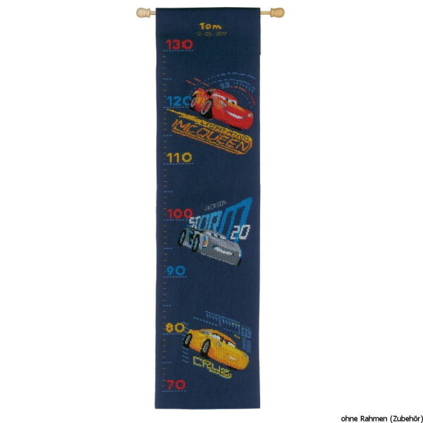 Paquet de broderie Vervaco Disney, modèle de comptage, bâton de mesure "Cars blue