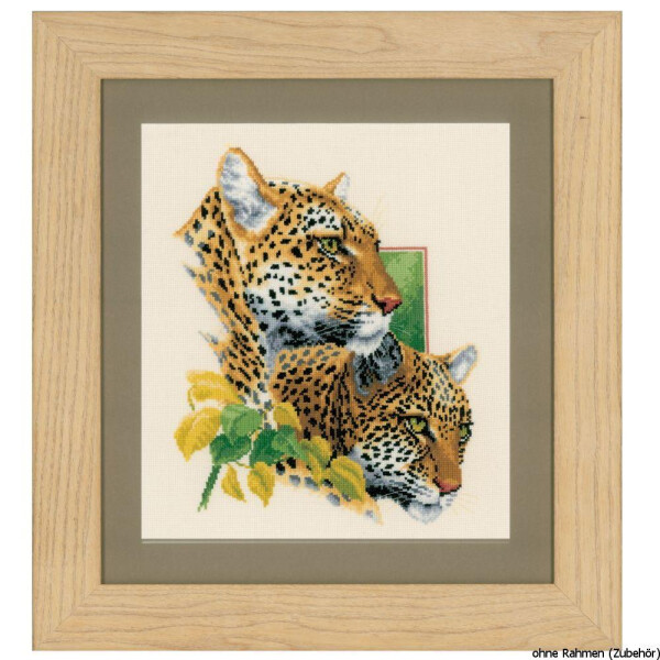 Vervaco cross stitch kit counted "2 leopard"evenweave fabric, DIY