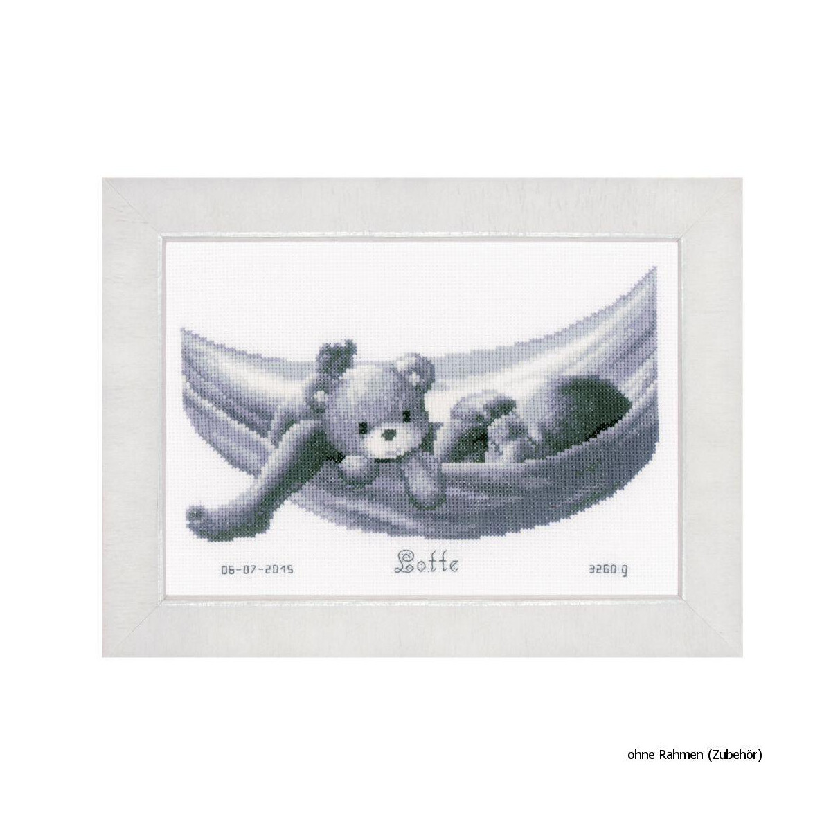 Vervaco Counted cross stitch kit Baby in hammock, DIY