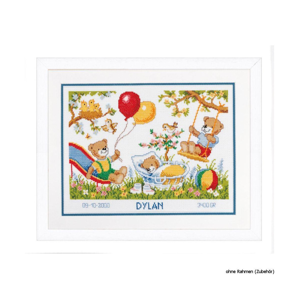 Vervaco Counted cross stitch kit Bears in the garden, DIY